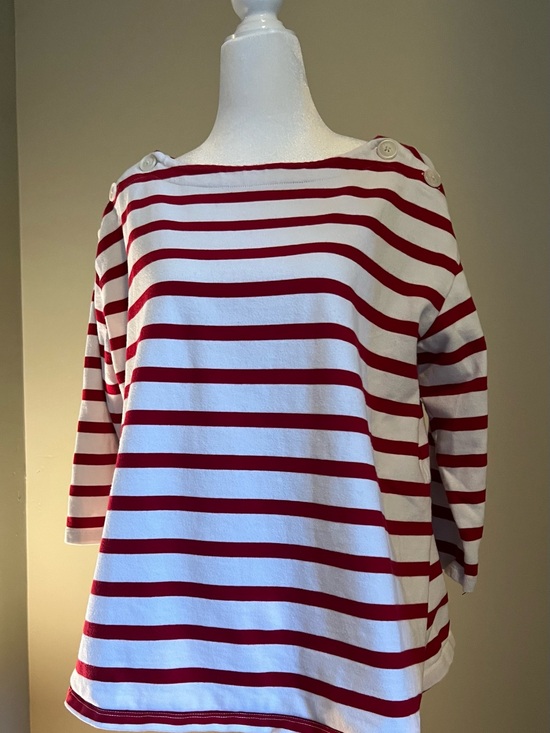 The Nines by HATCH Tops - Nines by Hatch Red & White Striped Boatneck Maternity Shirt